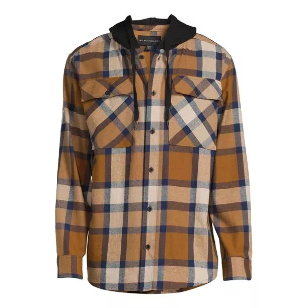 No boundaries men's discount hooded long sleeve flannel