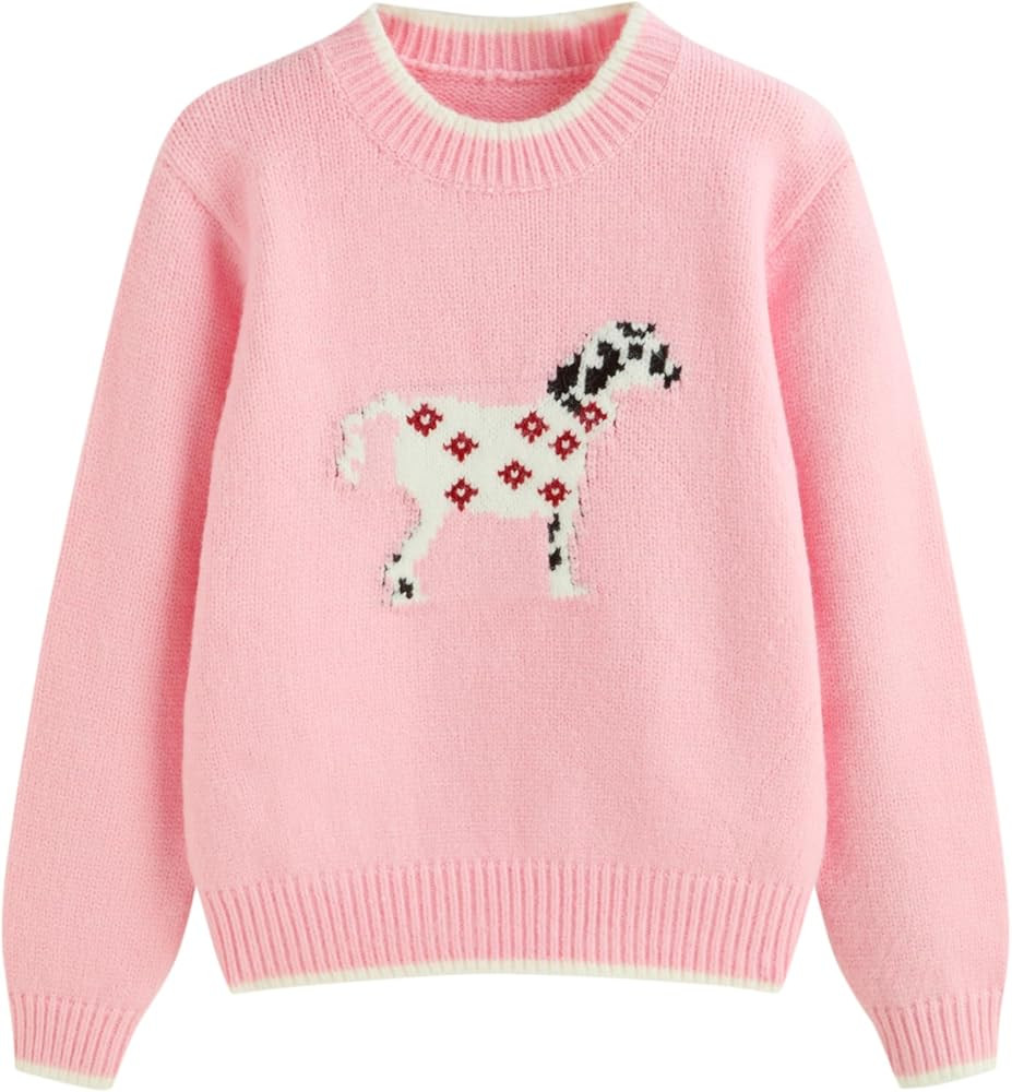 CIDER Women's Fall Sweaters Long Sleeve Cute Sweaters Bear Graphic Crewneck Soft Knit Casual Crop... | Amazon (US)