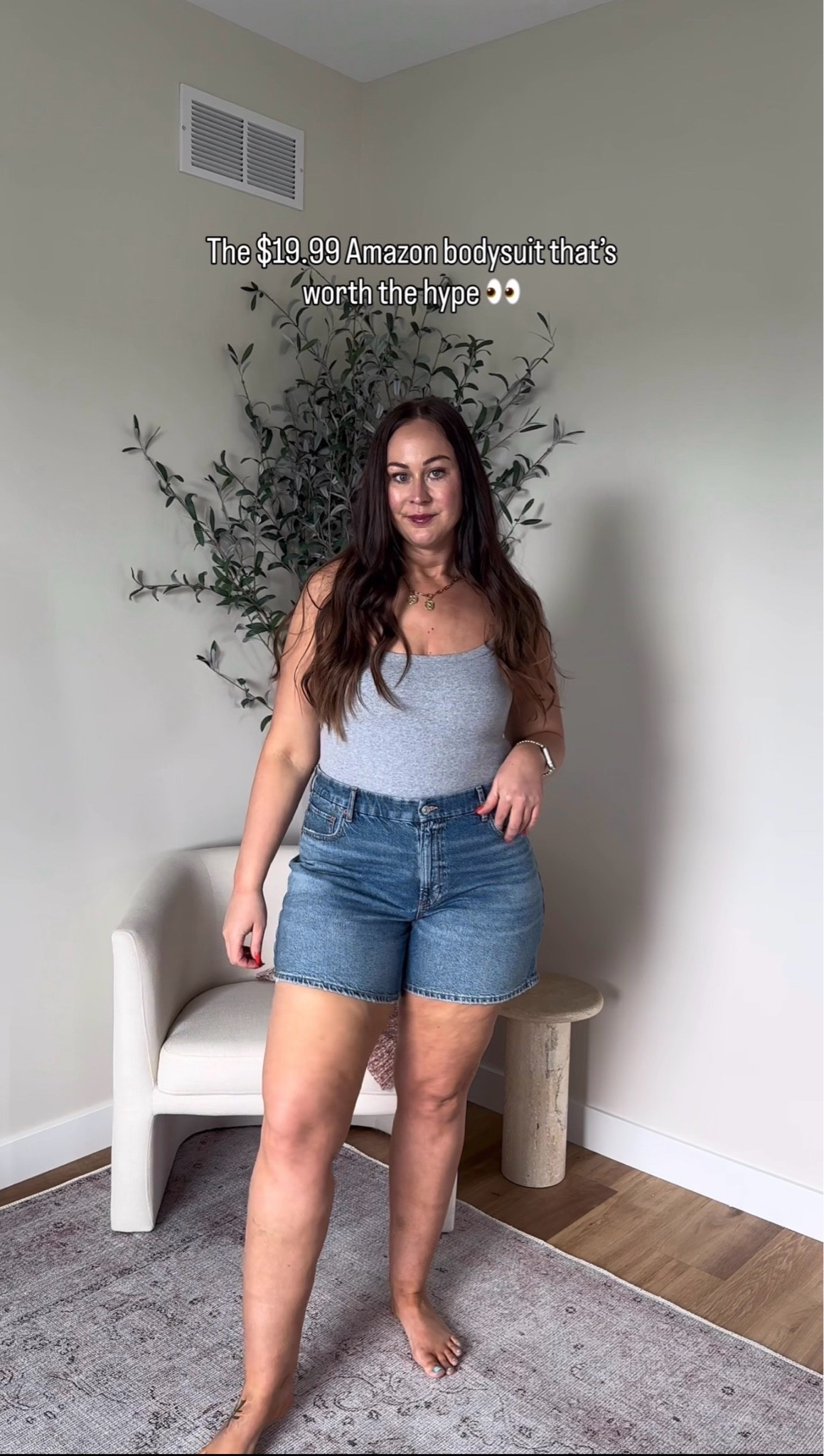 Amazon bodysuit under $20 👏 wearing large!

American Eagle denim shorts - sized up 1 to a 16!

Amazon fashion finds
Amazon style
Amazon must haves for summer
Affordable fashion
Denim shorts for thick thighs 
summer outfits

#LTKootd #LTKSaleAlert #LTKTall