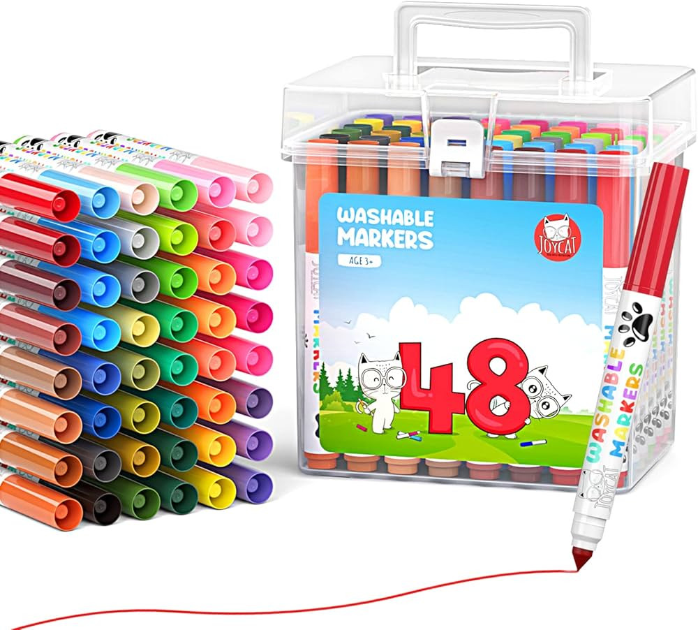 JoyCat 48 Count Washable Markers for Kids, 48 Colors Washable Markers Set with Carrying and Stora... | Amazon (CA)