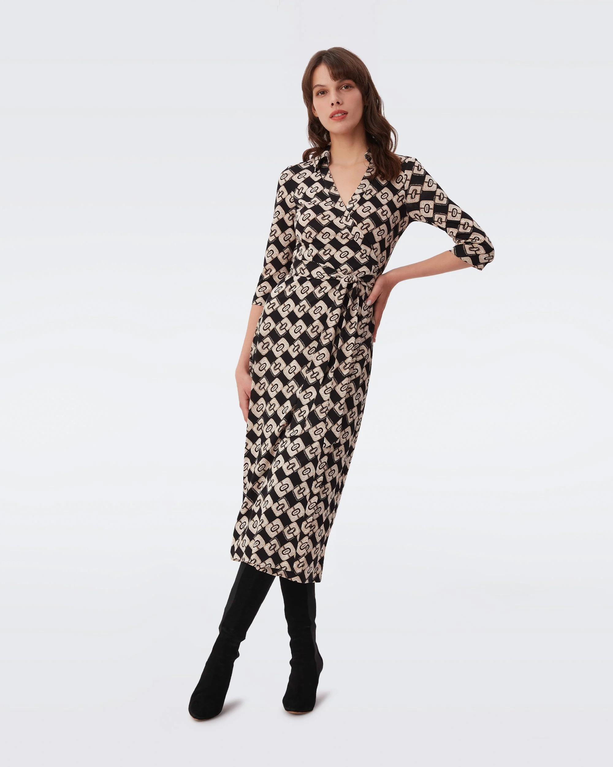 Abigail Silk Jersey Midi Wrap Dress | Diane von Furstenberg US - Dynamic