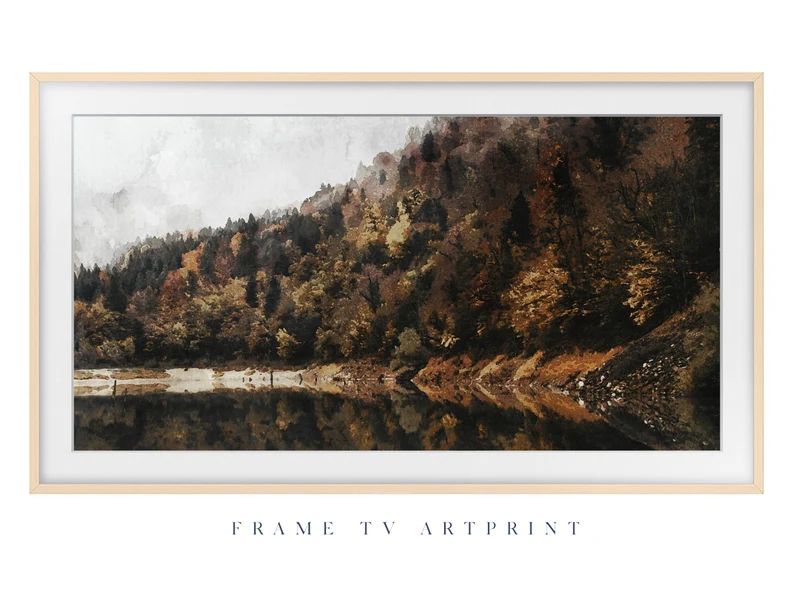 Samsung Frame TV Art File muted Fall Autumn Watercolor Landscape Modern Texture Neutral Farmhouse... | Etsy (US)