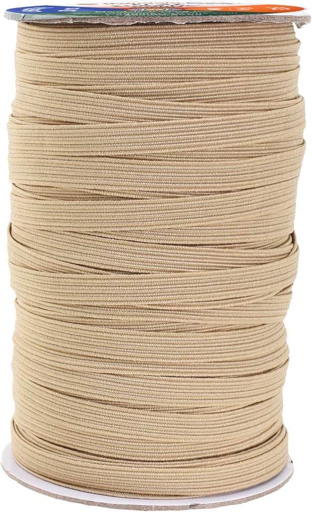 Mandala Crafts 6mm 50 Yds Roll of Tan Elastic Bands for Sewing - 1/4 Flat Elastics Cord - 1 4 Inc... | Amazon (US)