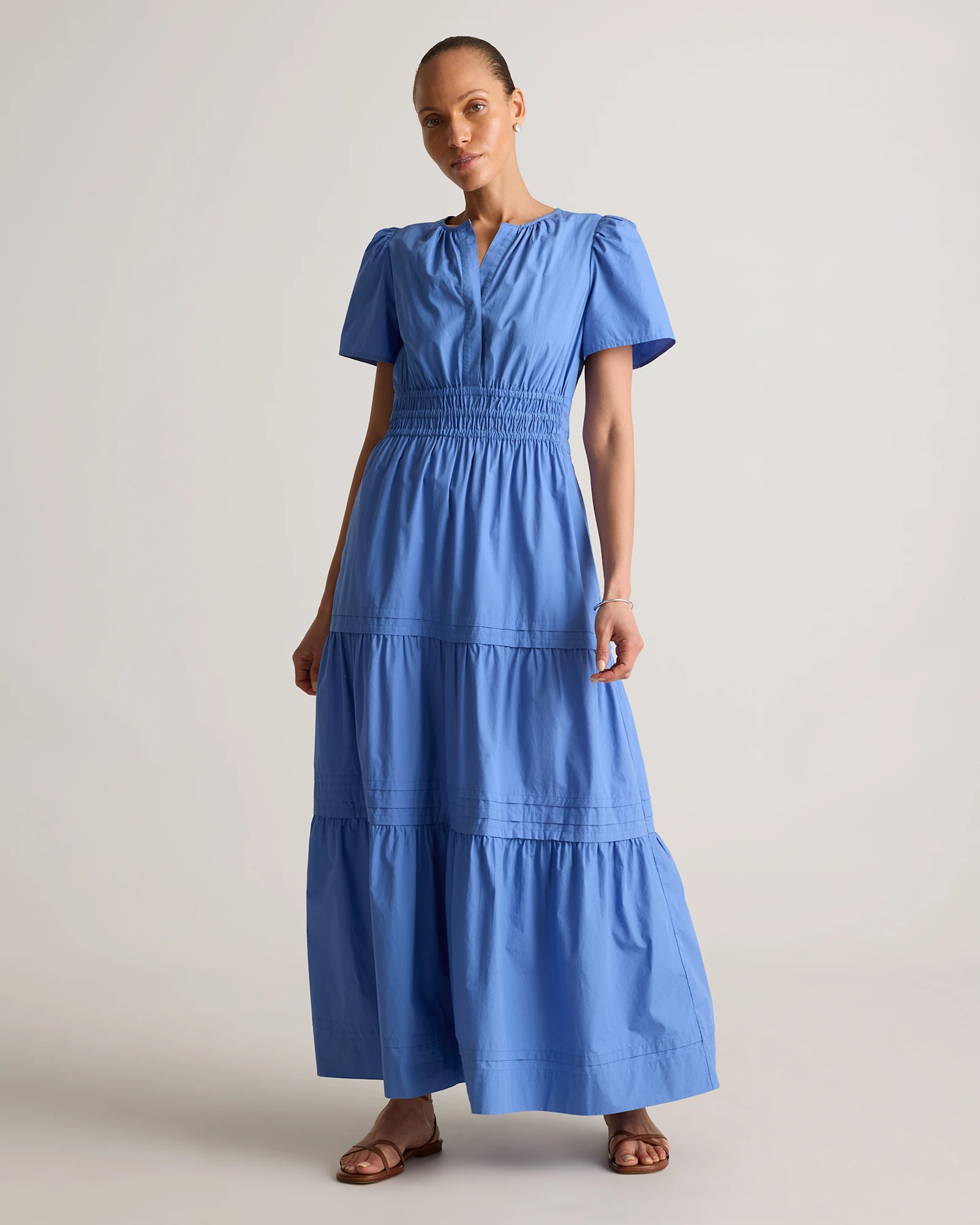 100% Organic Cotton Poplin Tiered Maxi Dress | Quince