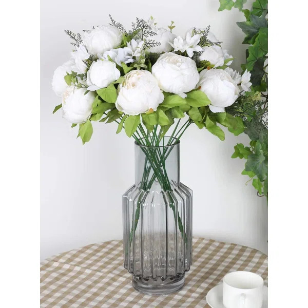 Pack Silk Peony Flowers Artificial Bouquet Faux Peonies Pink Flower Arrangement Pink Wedding Bouq... | Wayfair North America