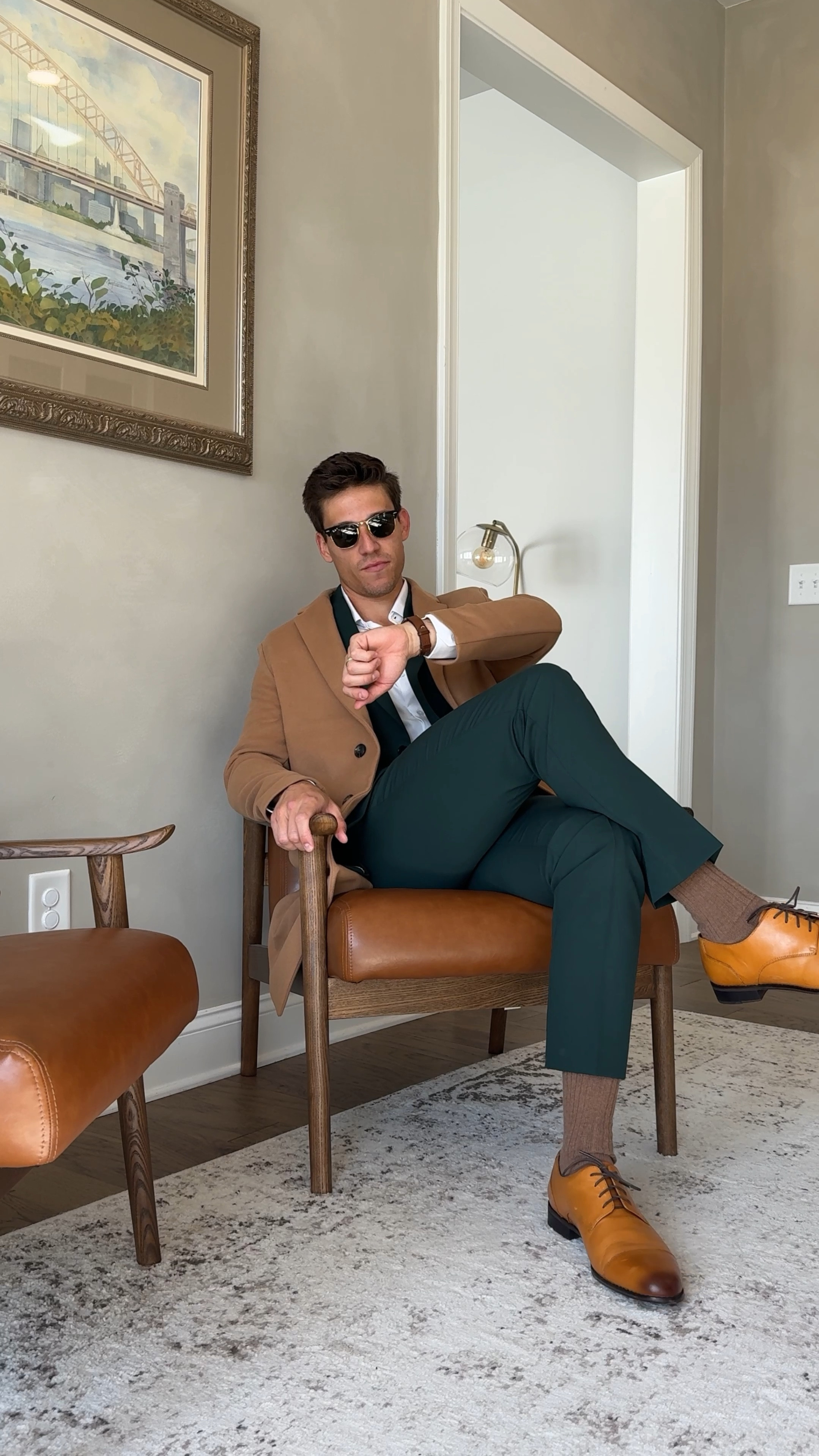 Fall or winter wedding outfit idea - green suit with a camel overcoat!

#LTKmens #LTKwedding #LTKSeasonal