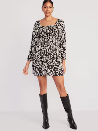 Fit &amp; Flare Long-Sleeve Mini Dress for Women | Old Navy (US)