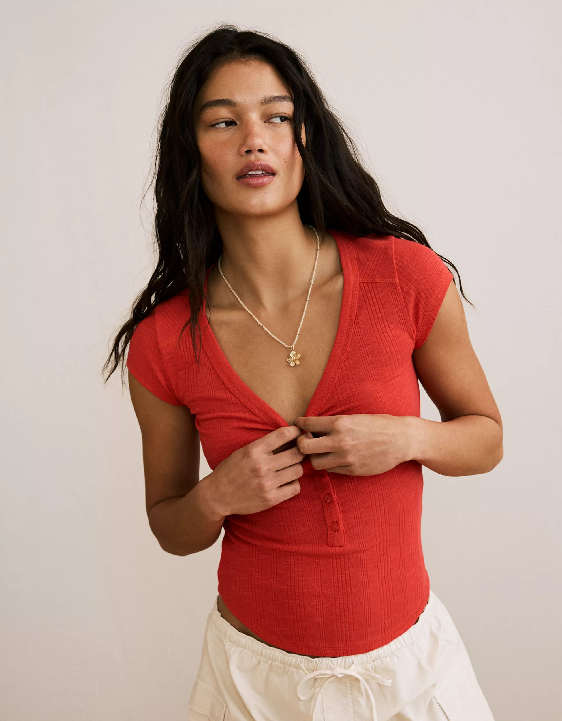 AE V-Neck Henley T-Shirt | American Eagle Outfitters (US & CA)