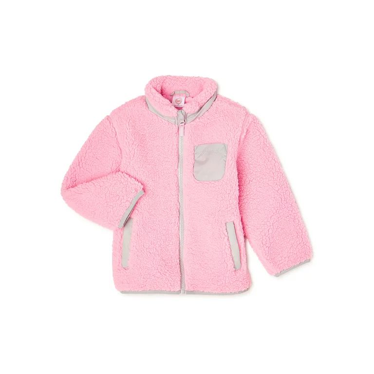 Wonder Nation Baby & Toddler Girls Sherpa Jacket, Sizes 0M-5T | Walmart (US)