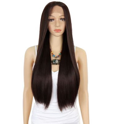 Unique Bargains Christmas Women Lace Front Heat Resistant Long Straight Hair Wigs with Wig Cap 26" 1PC Dark Brown | Target