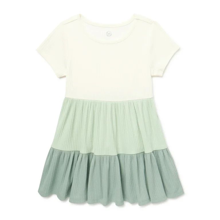 Wonder Nation Toddler Girl Play Dress with Tiered Skirt, Sizes 12M-5T - Walmart.com | Walmart (US)