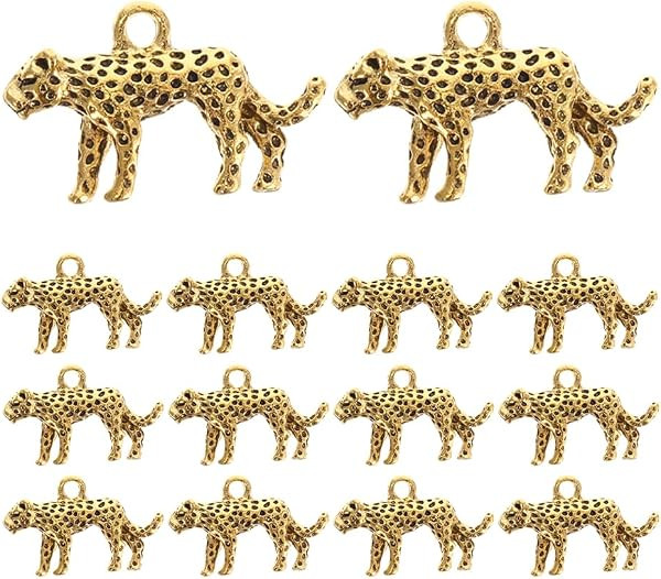 20PCS Leopard Pendant Charms, Antique Gold Animal Charms forJewelry | Amazon (US)