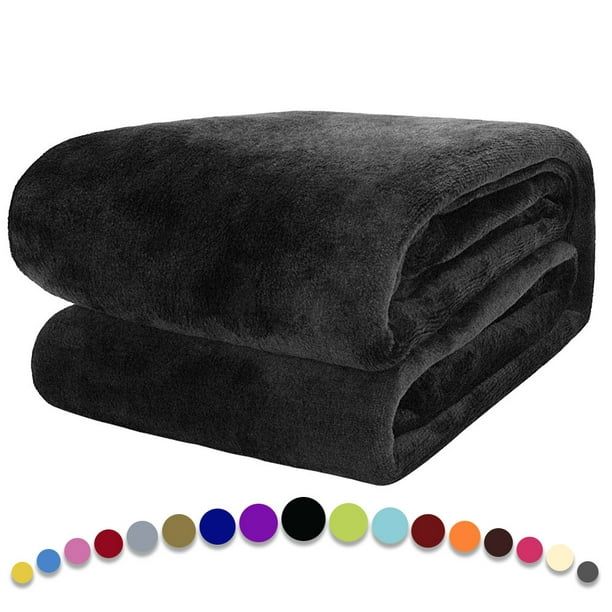 Howarmer Black Fuzzy Bed Blanket, King Size Soft Flannel Fleece Blankets, All Season Lightweight ... | Walmart (US)