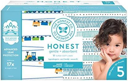 The Honest Company Super Club Box Diapers with TrueAbsorb Technology, Trains & Teal Tribal, Size ... | Amazon (US)