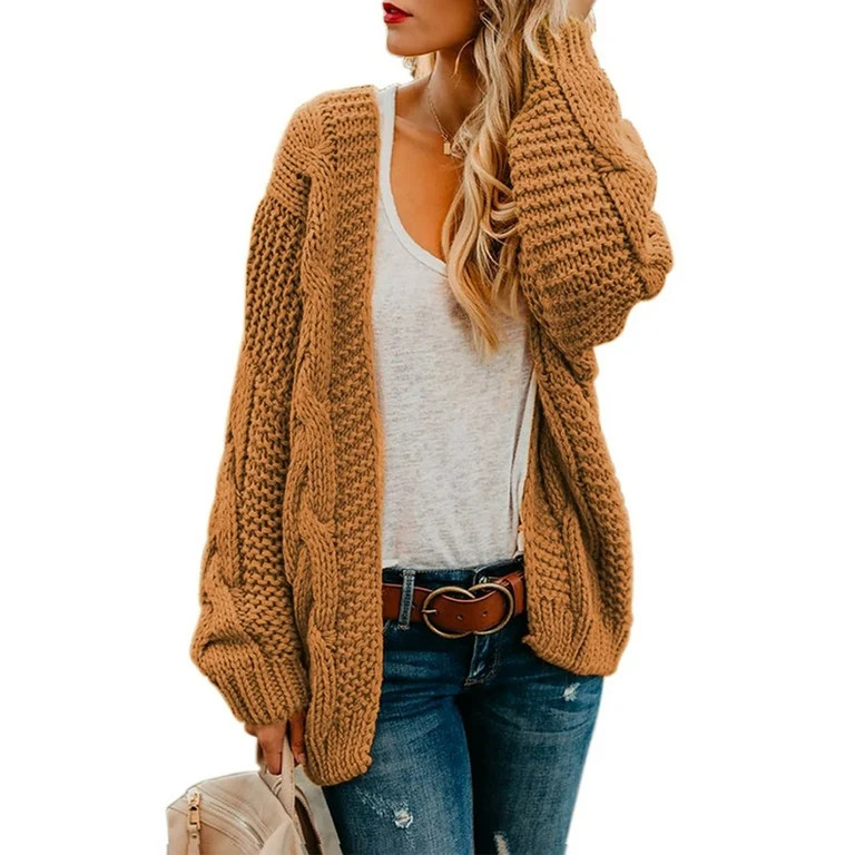 Aleumdr Womens Winter Sweater Coat Batwing Long Sleeve Chunky Knit Cardigan 4 6 - Walmart.com | Walmart (US)