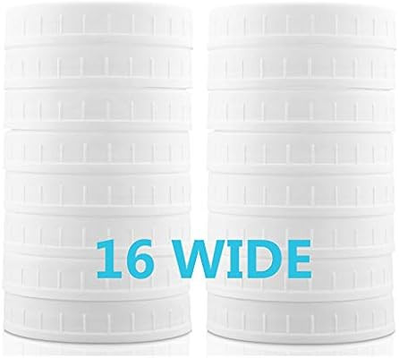 WIDE Mouth Mason Jar Lids [16 Pack] for Ball, Kerr and More - Food Grade White Plastic Storage Ca... | Amazon (US)