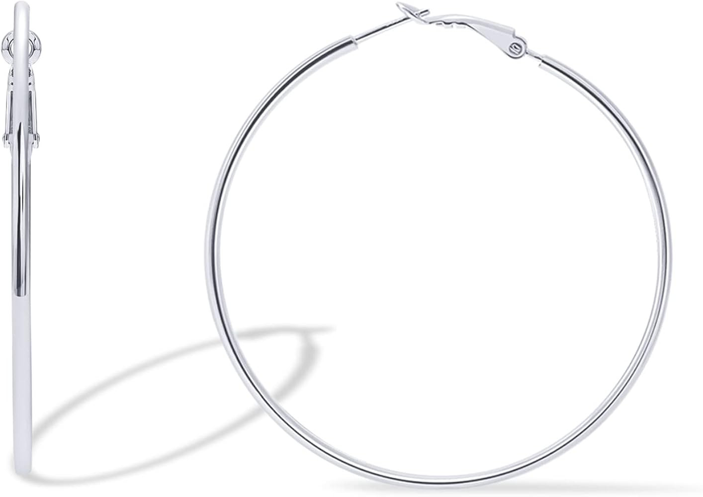 PAVOI 14K Gold Plated 925 Sterling Silver Post Hoops | Large Hoops Earring | Lightwight Gold Hoop... | Amazon (US)