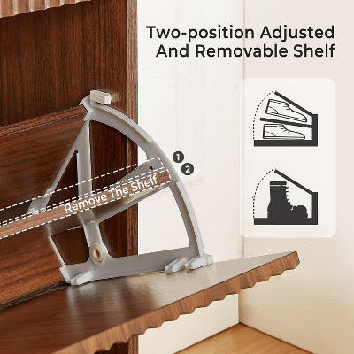 Fluted Shoe Storage Cabinet, Slim Hidden Shoe Rack Cabinet with 2 Flip Drawers & Bottom Open Shelf, Freestanding Entryway Organizer | Target