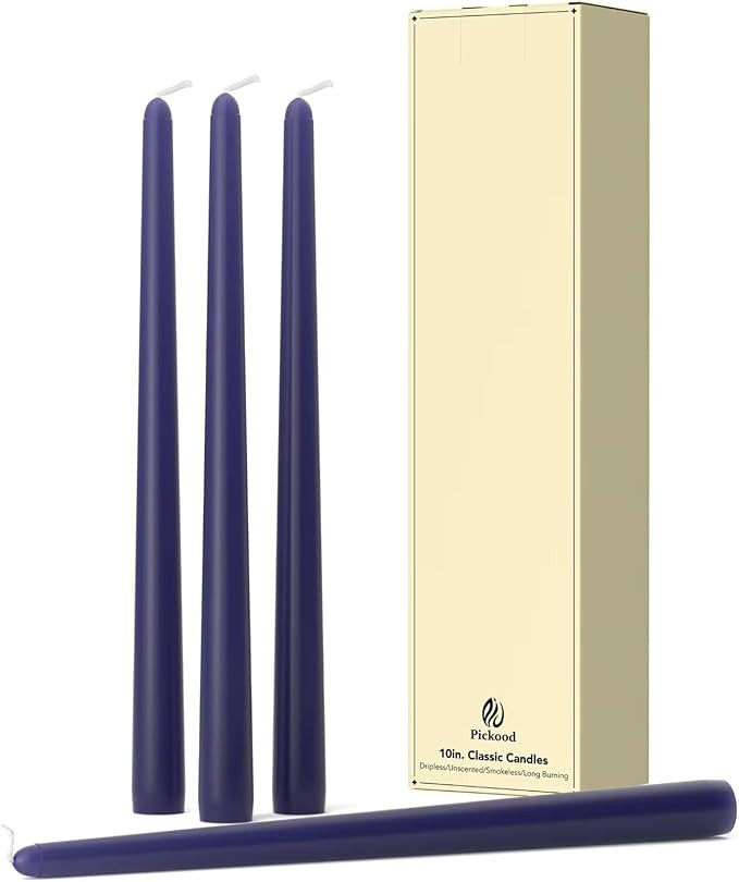 10-Inch Tall Dripless Taper Candles Set of 4 - Navy Blue Tapered Candles, Perfect for Wedding,Chr... | Amazon (US)