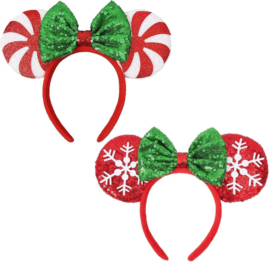 ETLUK Christmas Mouse Ears Headbands, Shiny Party Ears Accessories for Christmas Park and Adults/... | Amazon (US)