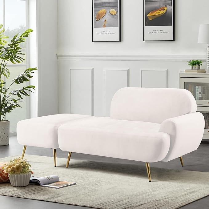 Chaise Lounge Chair for Bedroom, Velvet Chaise Lounge Indoor Accent Chair with Ottoman 2 in 1 Rec... | Amazon (US)