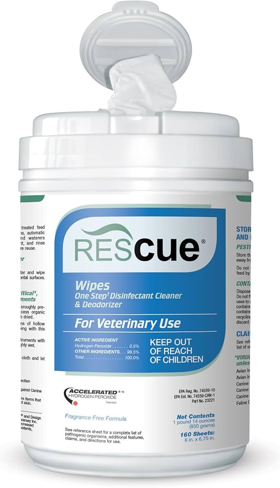 REScue One-Step Disinfectant Cleaner & Deodorizer Wipes for Vet Use – Cleaner for Kennels, Litt... | Amazon (US)