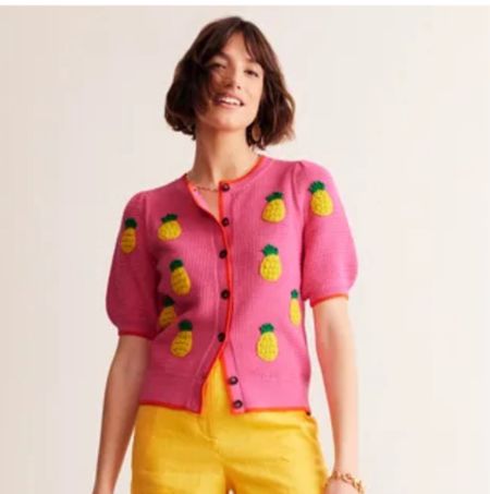 Embroidered T-Shirt Cardigan
Sangria Sunset Pink, Pineapple