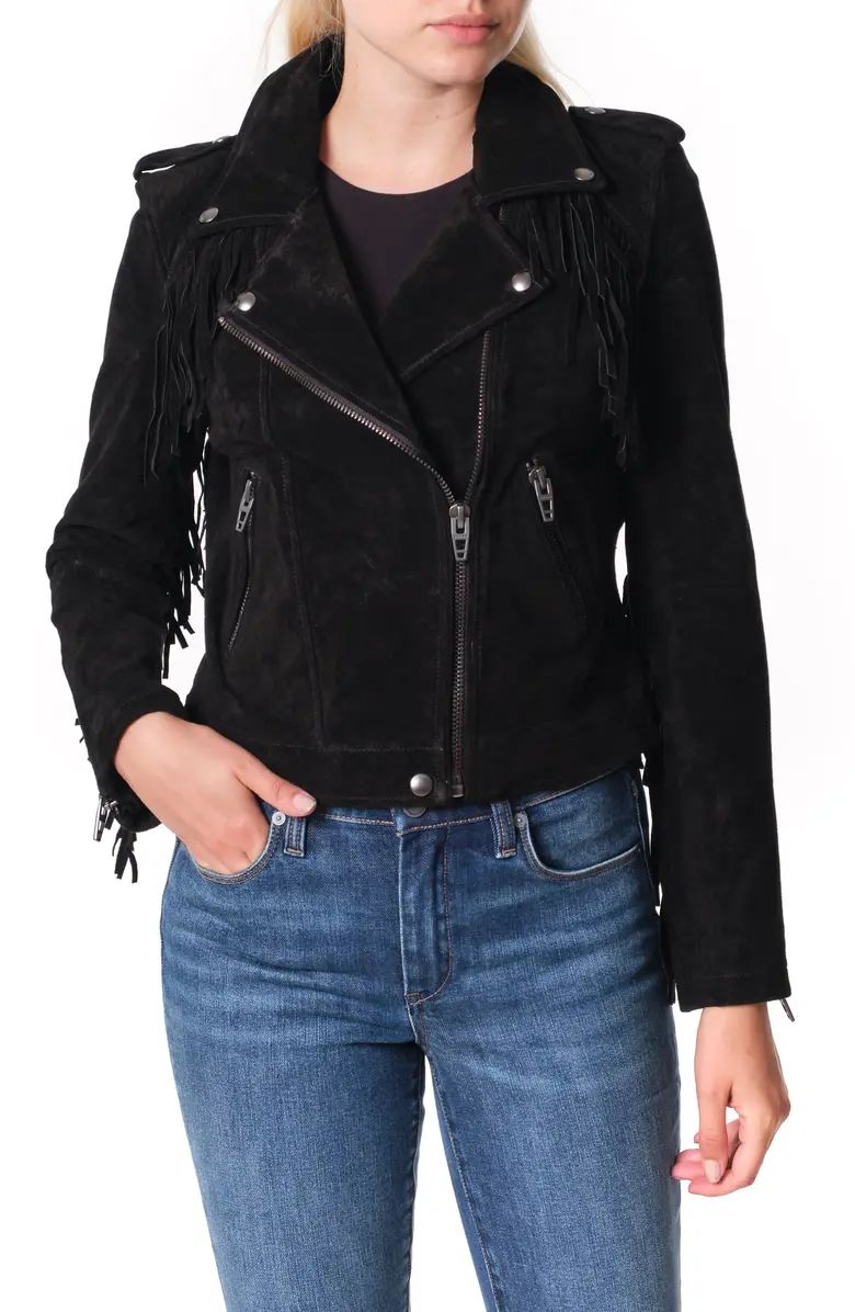 BLANKNYC Fringe Trim Suede Moto Jacket | Nordstrom | Nordstrom