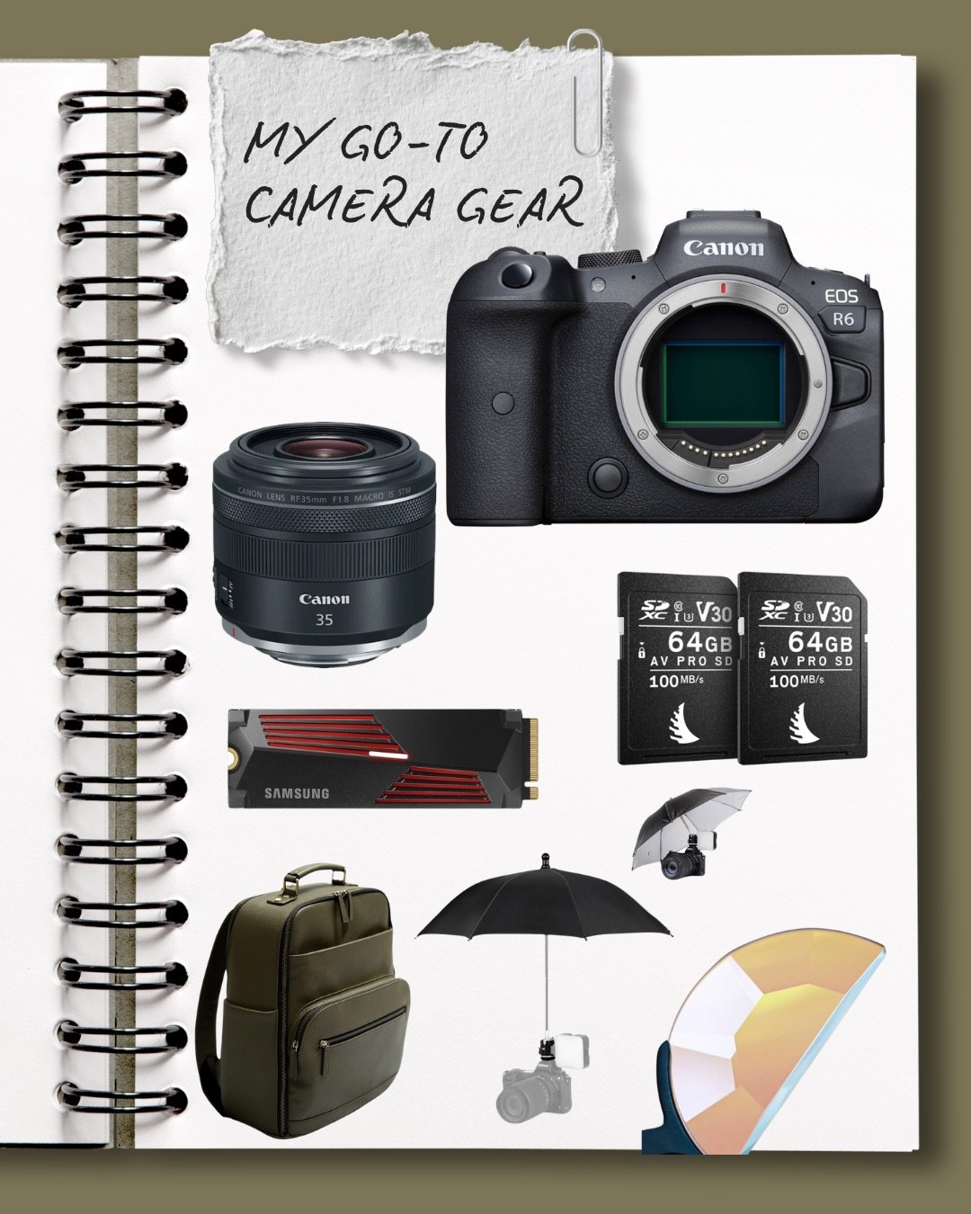 Here’s my go-to camera gear that I use almost every shoot

✨Canon R6 Mark ii (buy without kit lens unless you don’t own a compatible backup lens)
✨ 35mm RF 1.8 (if you do a lot of indoor shoots, and don’t want to use flash, get the 1.4)
✨ Samsung hard drive (this is a hard drive for my desktop computer, super fast & reliable - I can upload hundreds of pics in minutes)
✨ Angelpro SD cards (more expensive, but includes data recovery & are faster)
✨ Camera umbrella (super cute & practical for bad weather days)
✨ Kaleidoscope or prism (so fun for unique photo manipulations)
✨ Kamarette Camera bag (unable to link here, so you’ll have to go to their website - so worth it)

#cameragear #photographygear #canon 
