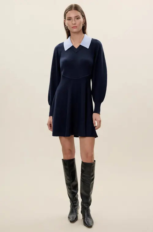 Rebecca Taylor Rhea Sweater Dress in Navy at Nordstrom, Size Medium | Nordstrom