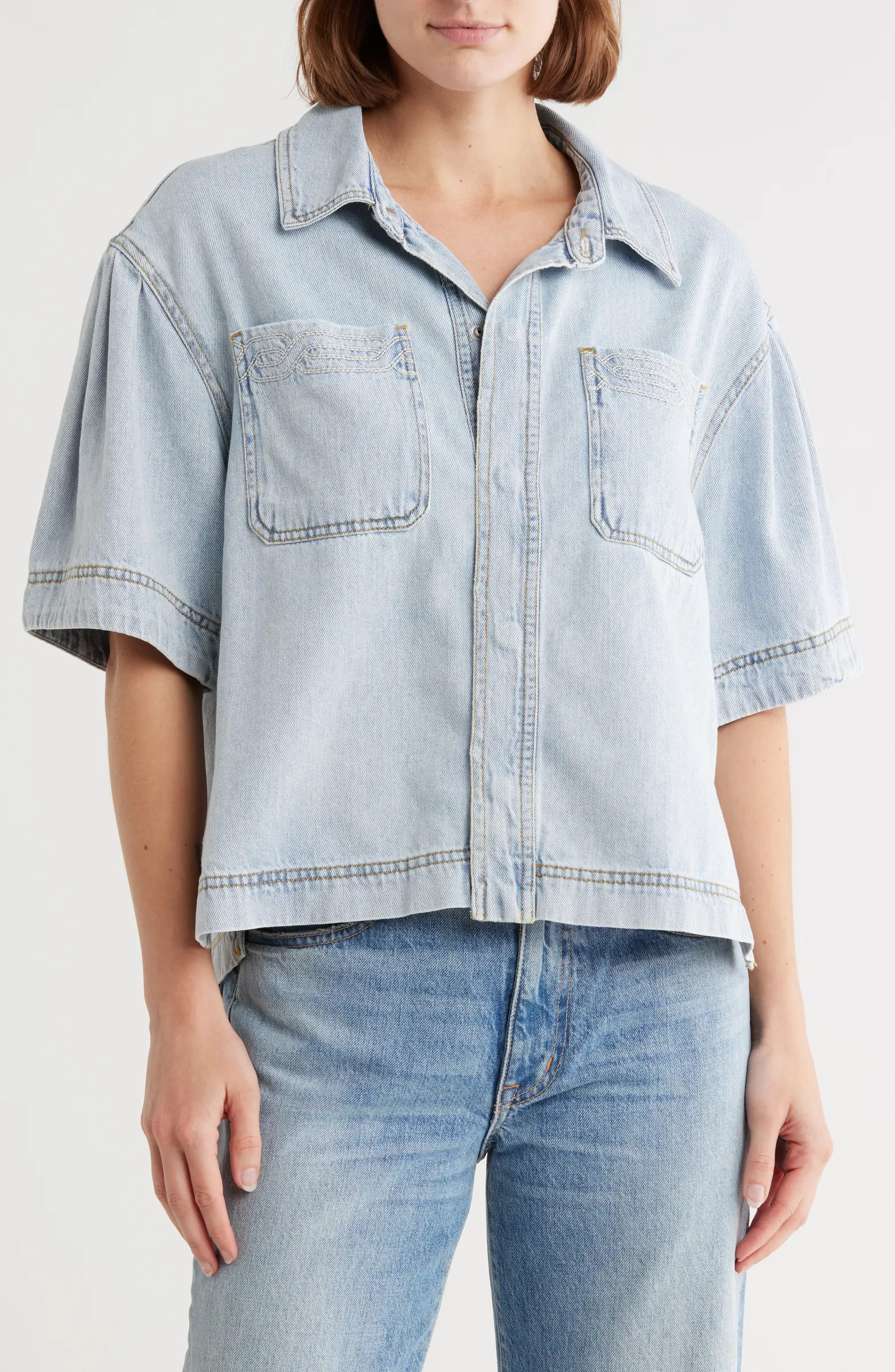 Habitual Embroidered Double Pocket Short Sleeve Jacket | Nordstromrack | Nordstrom Rack
