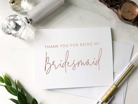 Thank You Bridesmaid Maid of Honor  Wedding Party Cards  - Etsy | Etsy (US)