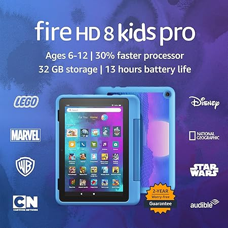 Amazon Fire HD 8 Kids Pro tablet- 2022, ages 6-12 | 8" HD screen, slim case for older kids, ad-fr... | Amazon (US)