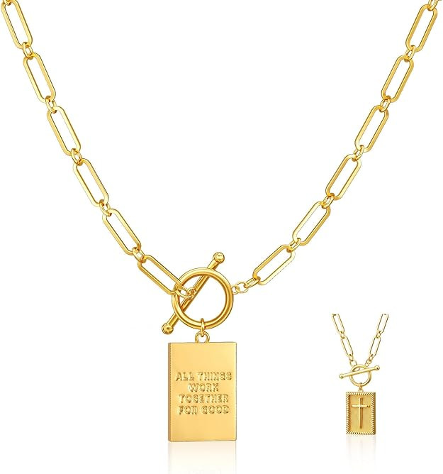 Moodear Cross Necklace for Women Trendy Chunky 14K Gold Plated/Silver Plated Cross Pendant Neckla... | Amazon (US)