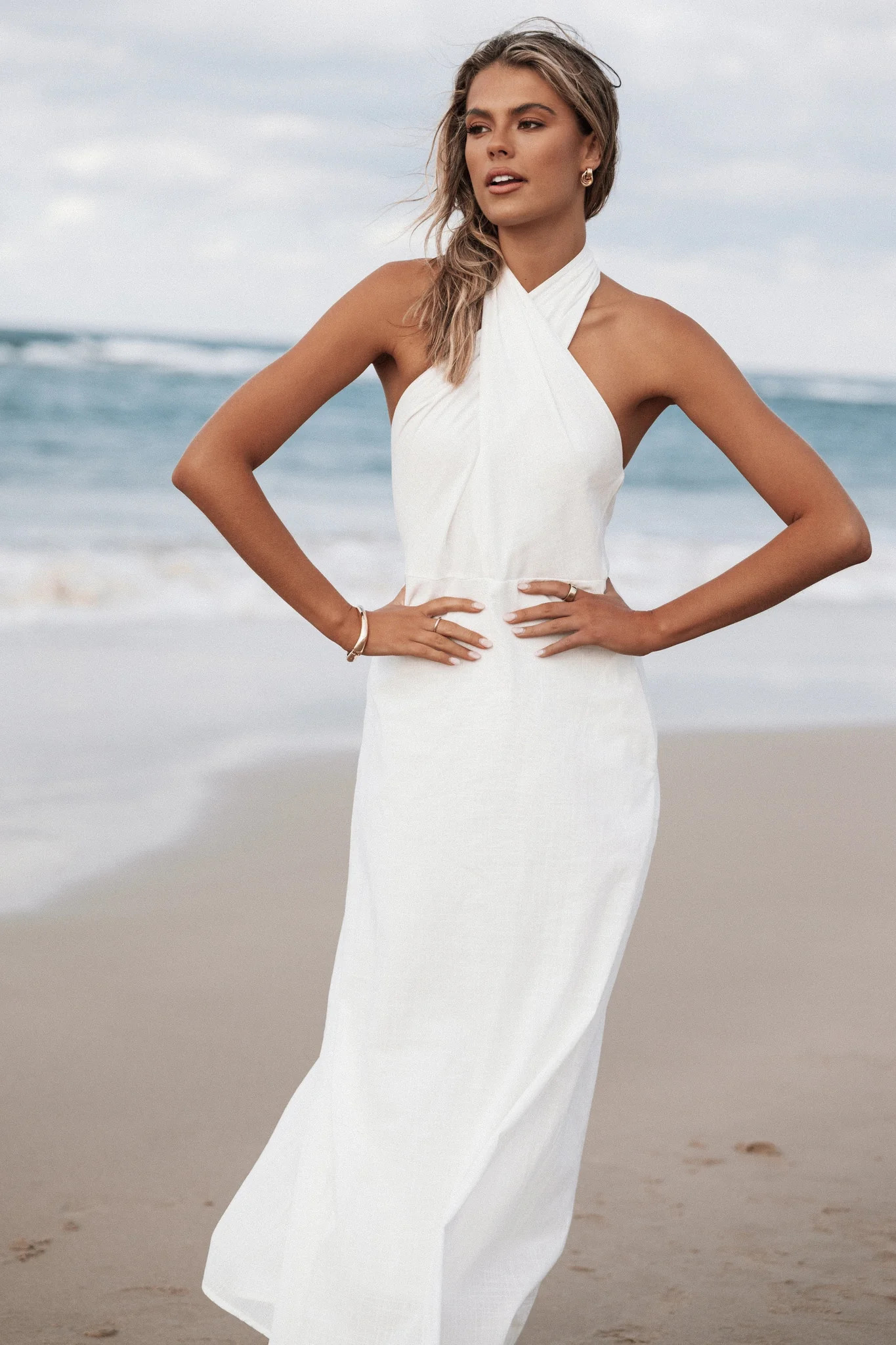 Betsy Halterneck Maxi Dress - White | Petal & Pup (US)