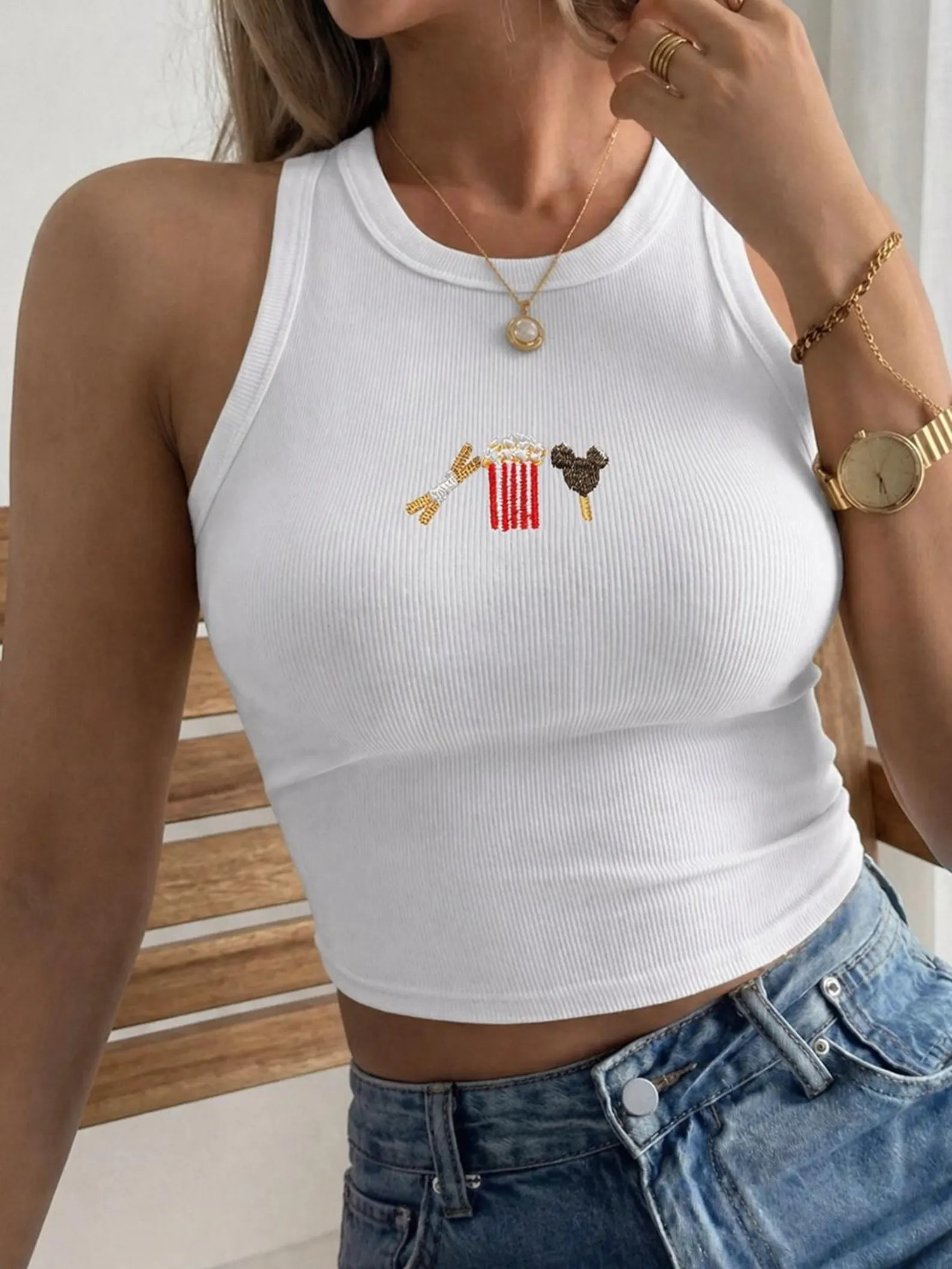 Custom Pick Your Own Disney Snacks Embroidered Tank Top, Disneyland Disney World Tank, Personaliz... | Etsy (Global)