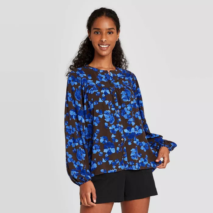 Women's Long Sleeve Button-Front Blouse - A New Day™ | Target