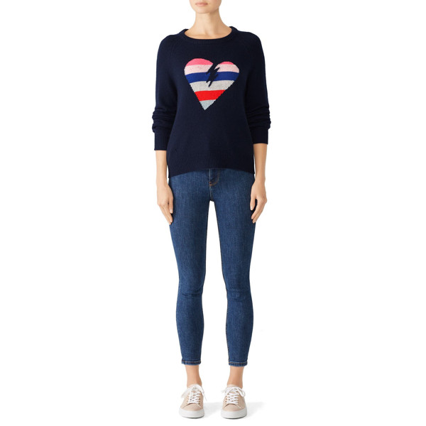 Zadig & Voltaire Baly Bis Heart Sweater blue-print | Rent the Runway
