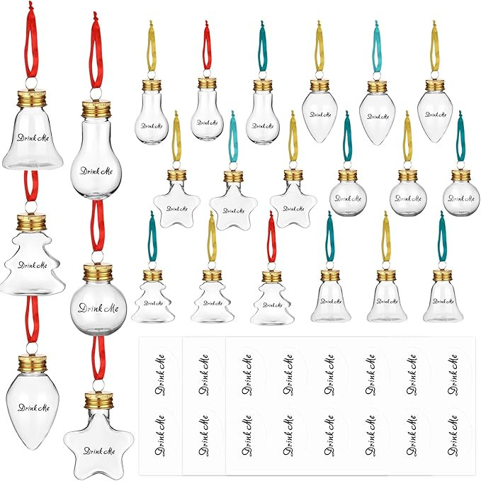 Baderke 24 Pcs Christmas Booze Balls Set Plastic Christmas Fillable Booze Christmas Drink Balls C... | Amazon (US)