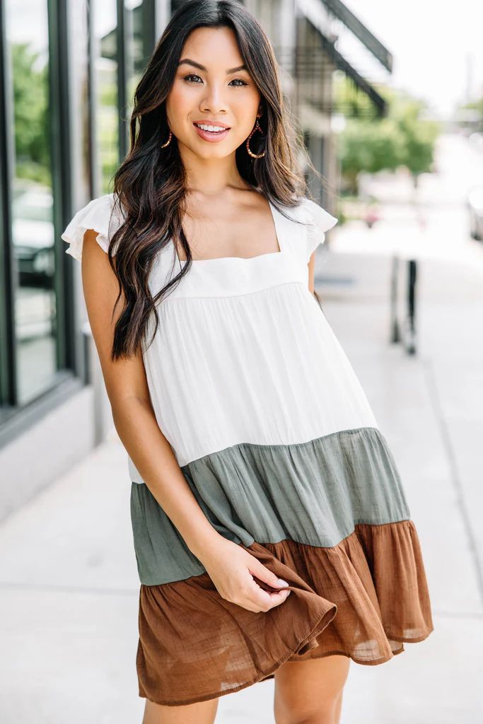 On Your Best Day Olive Green Colorblock Dress | The Mint Julep Boutique