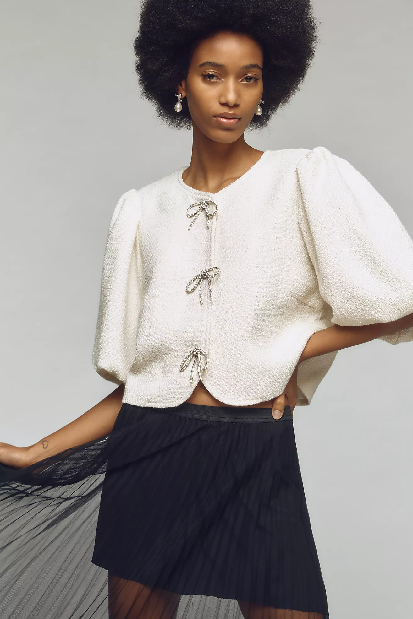 DOLAN Puff-Sleeve Bow Blazer | Anthropologie (US)