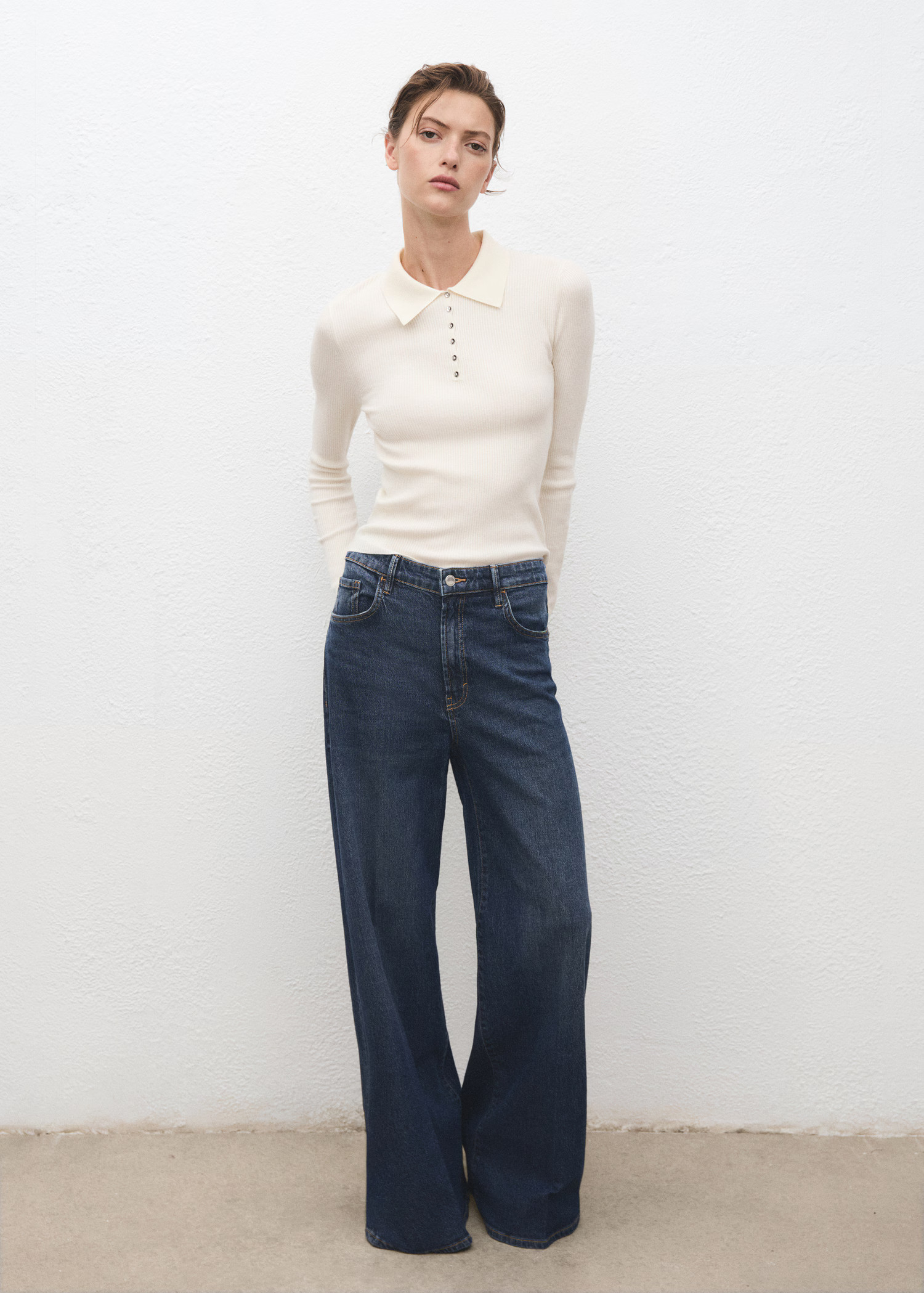 Polo-neck ribbed sweater - Women | MANGO USA | Mango (US/MX/AU)