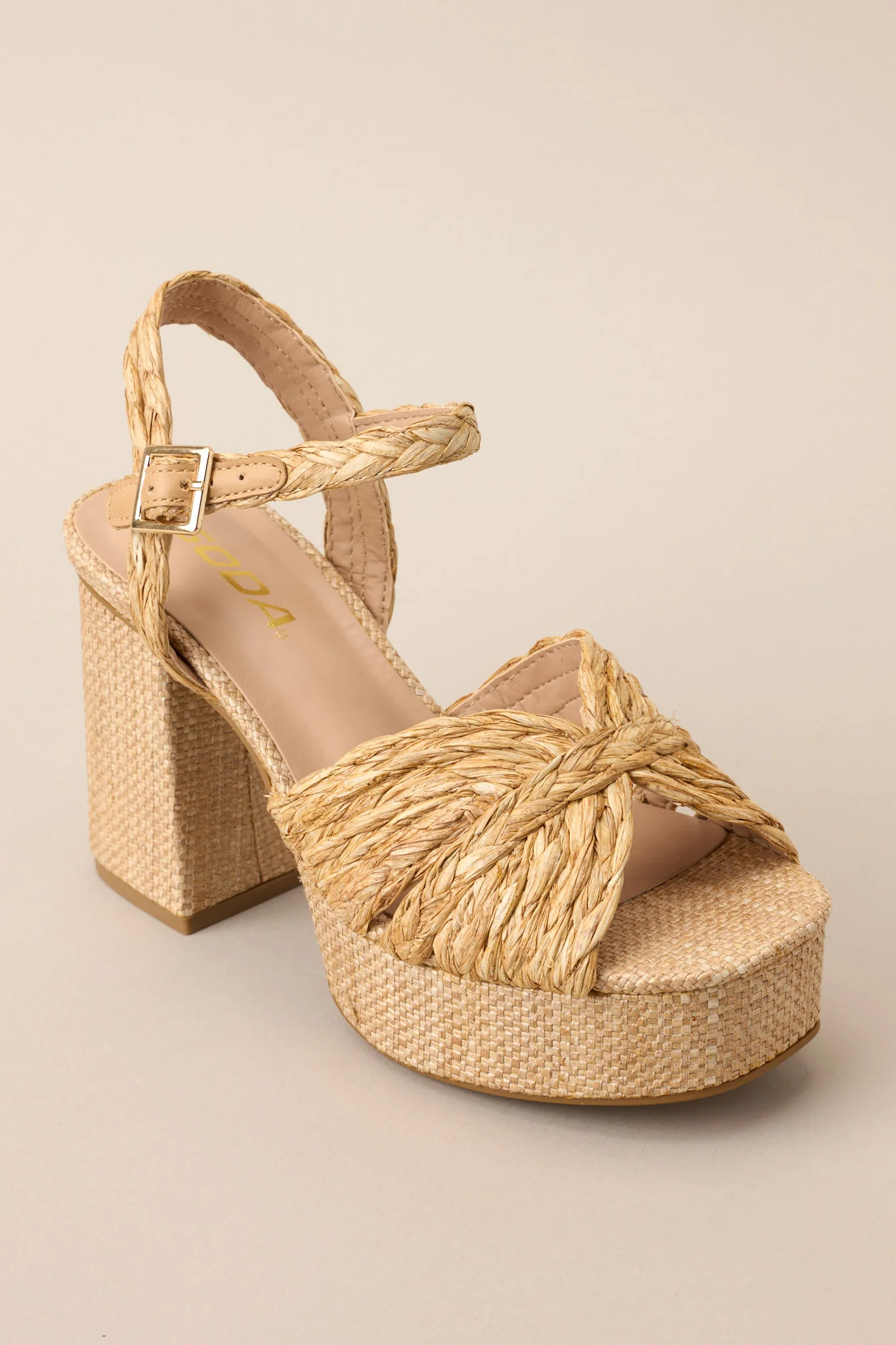 Sunset Steps Natural Espadrille High Heel Platform Sandals | Red Dress