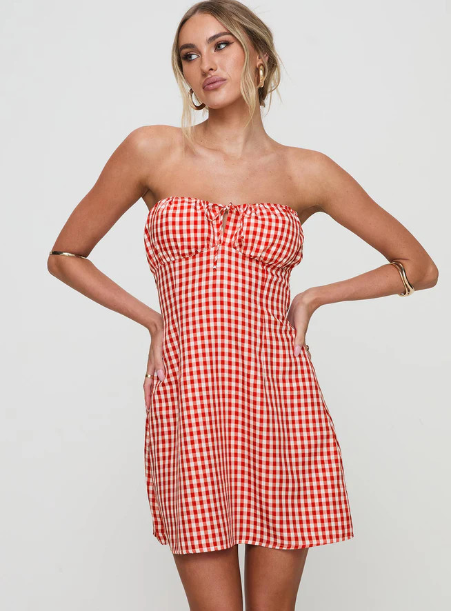 Double Date Mini Dress Red Gingham | Princess Polly US