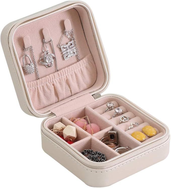 Casegrace Portable Travel Mini Jewelry Box Leather Jewellery Ring Organizer Case Storage Gift Box... | Amazon (US)