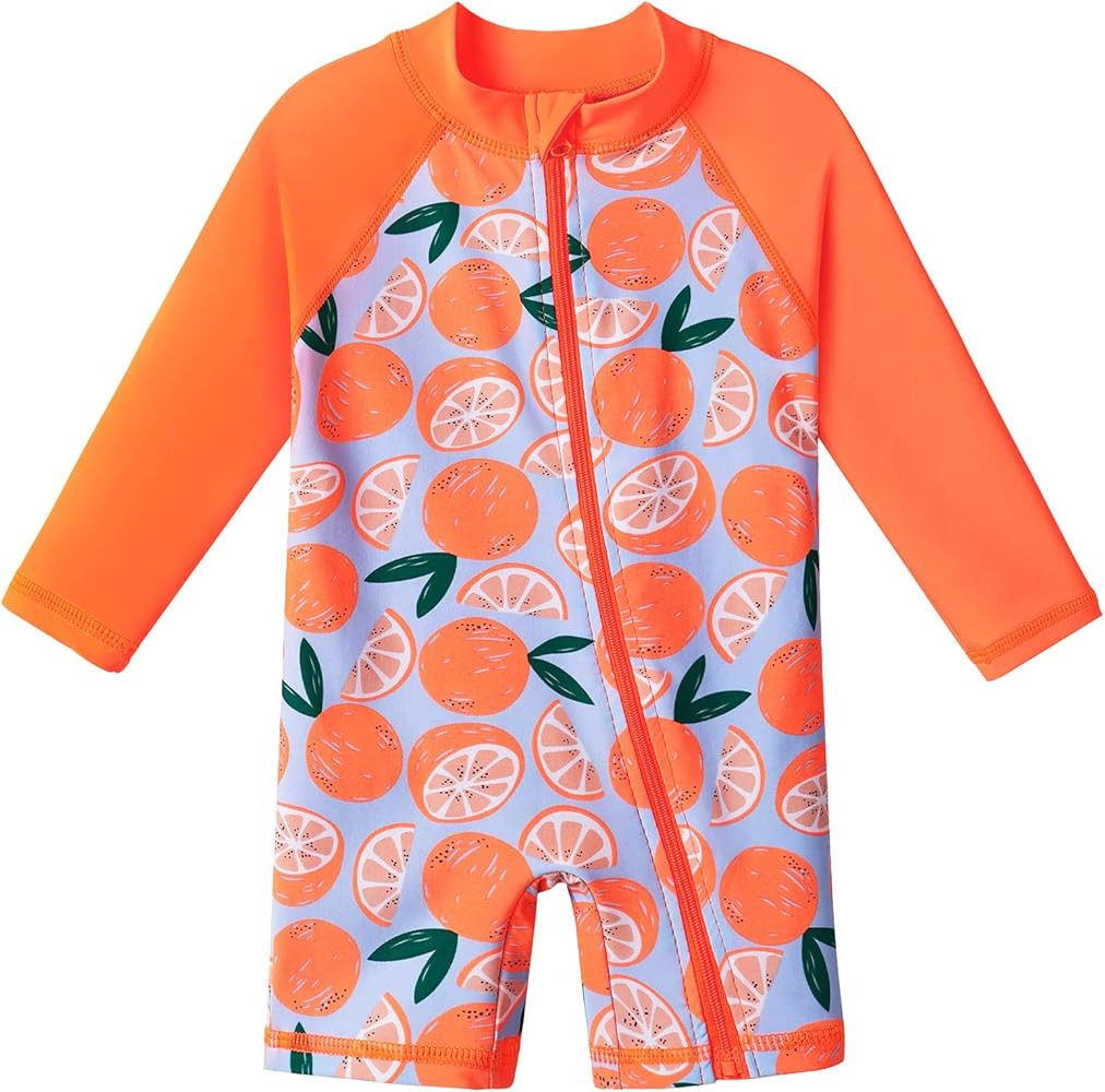 XFGIRLS Baby/Toddler Girls Swimsuit Long Sleeve One-Piece Bathing Suit Rash Guard | Amazon (US)