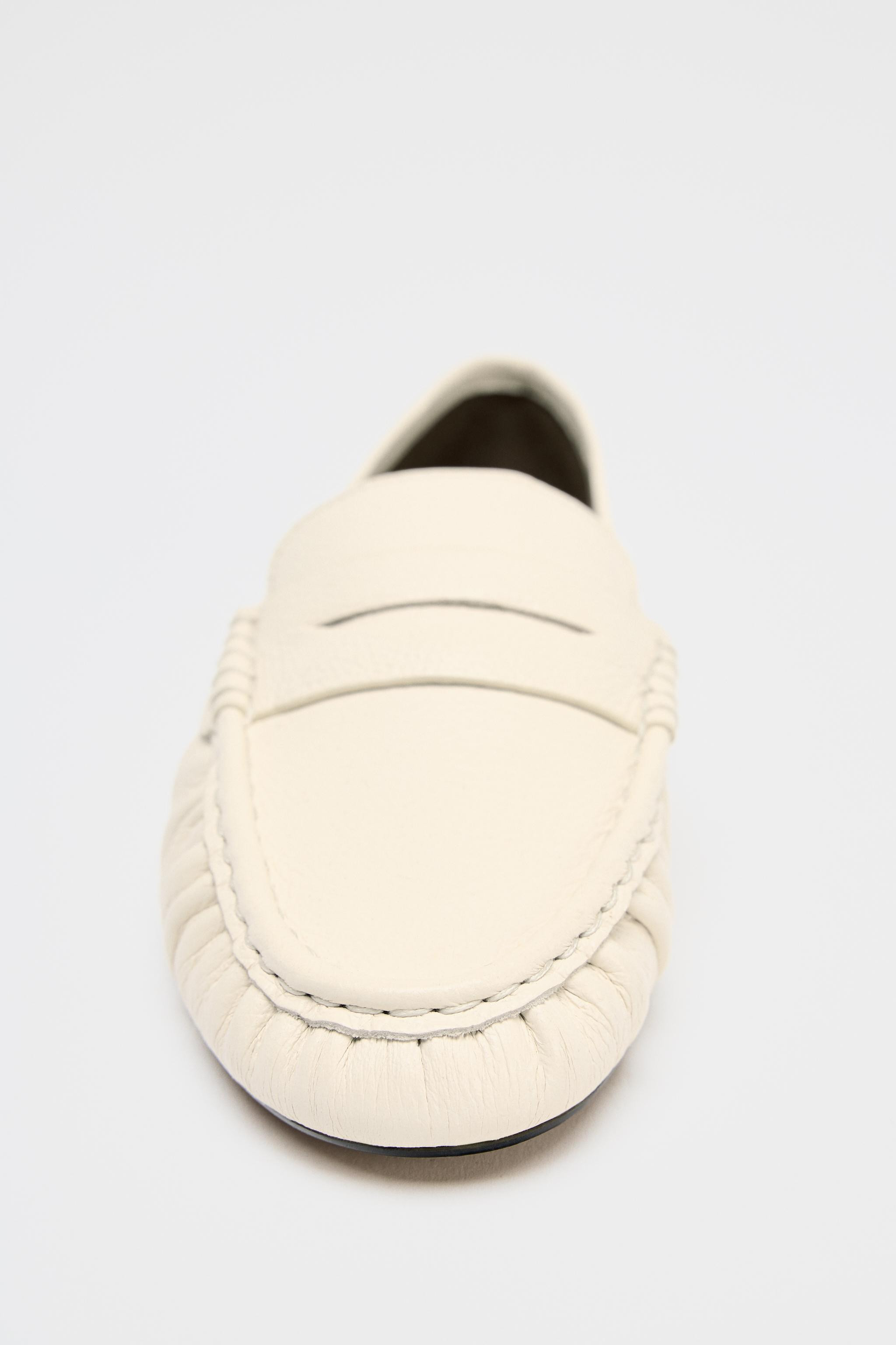 RUCHED LEATHER LOAFERS | Zara US