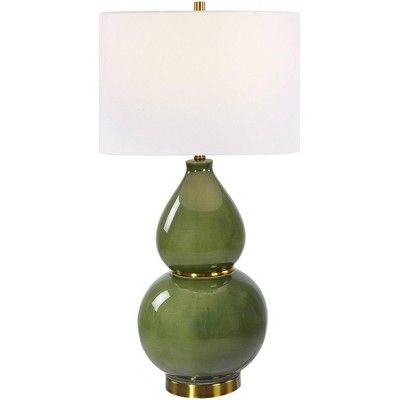 Uttermost Gourd Moss Green Glaze Ceramic Table Lamp | Target