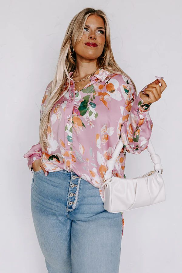 Mind On Malibu Button Up In Pink Curves | Impressions Online Boutique