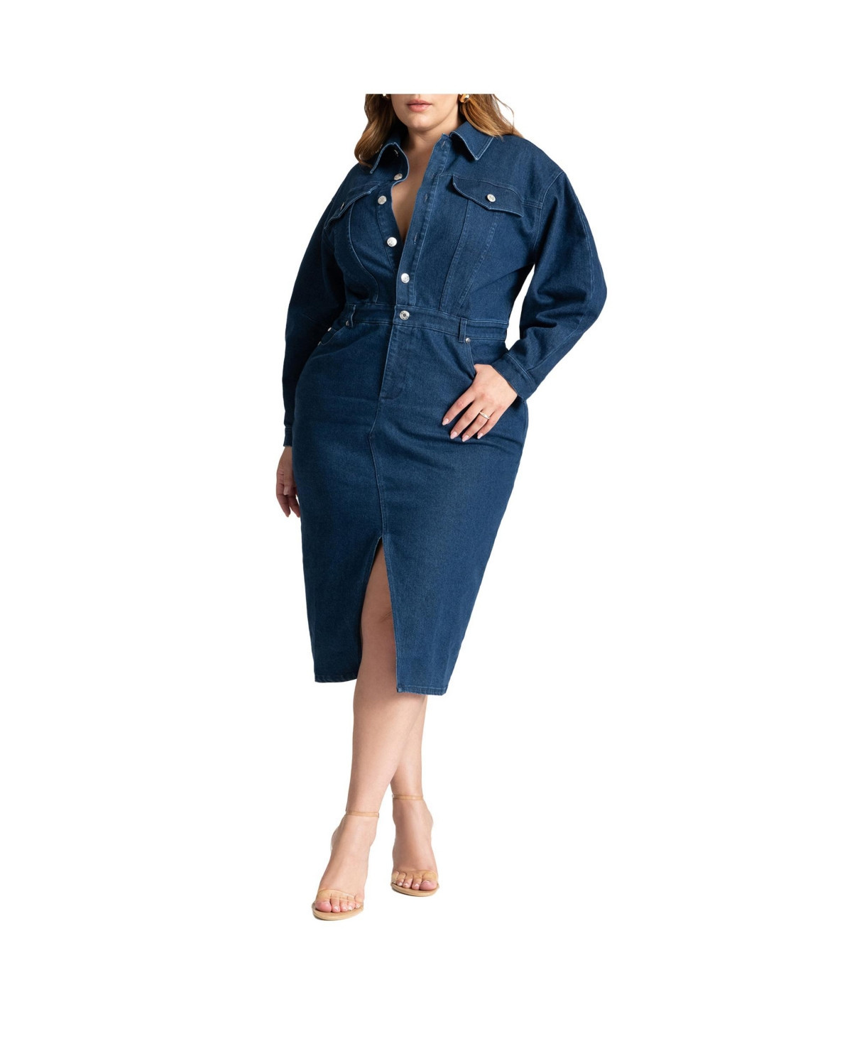 Eloquii Plus Size Oversized Denim Midi Dress - Medium wash | Macy's